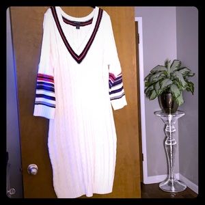 Ivory cable knit sweater dress